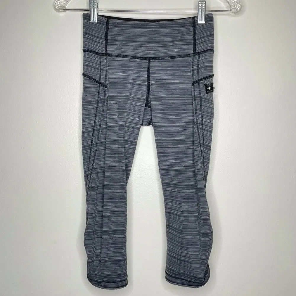 Lululemon Running Top Speed Crop Stripe Black‎